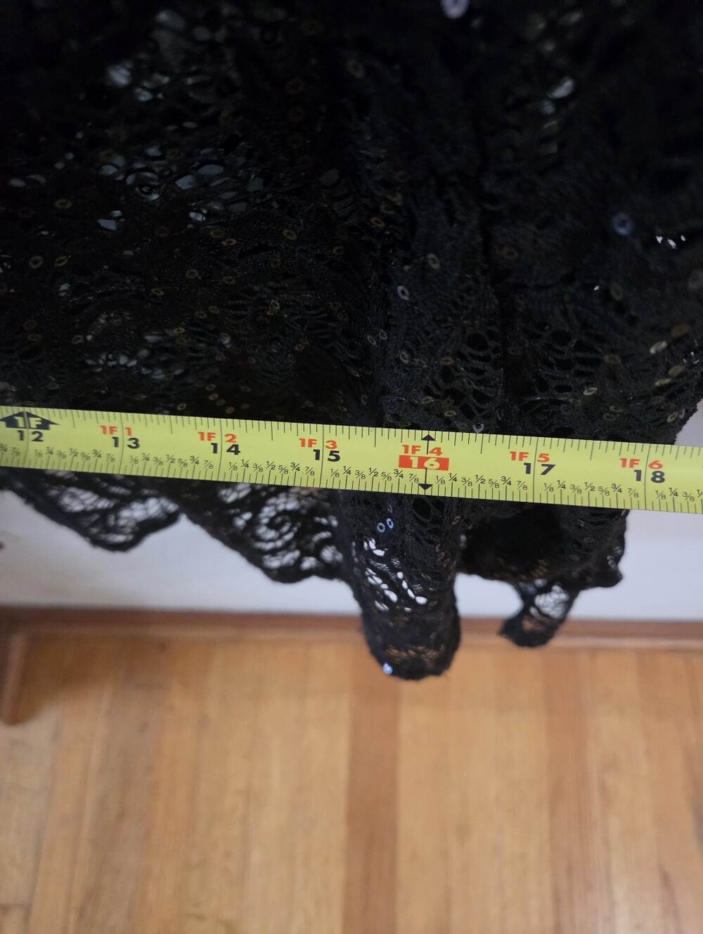 Sequin Black Lace Jacket. Size L. By R & M Richards - Picture 7 of 8